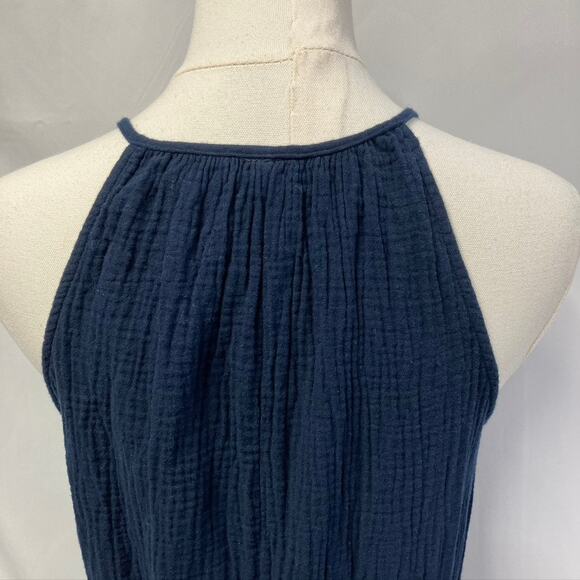 Gap V-neck Crinkle Cotton Jumpsuit Womens 00 Navy Blue New Spring Summer classic - Picture 9 of 13